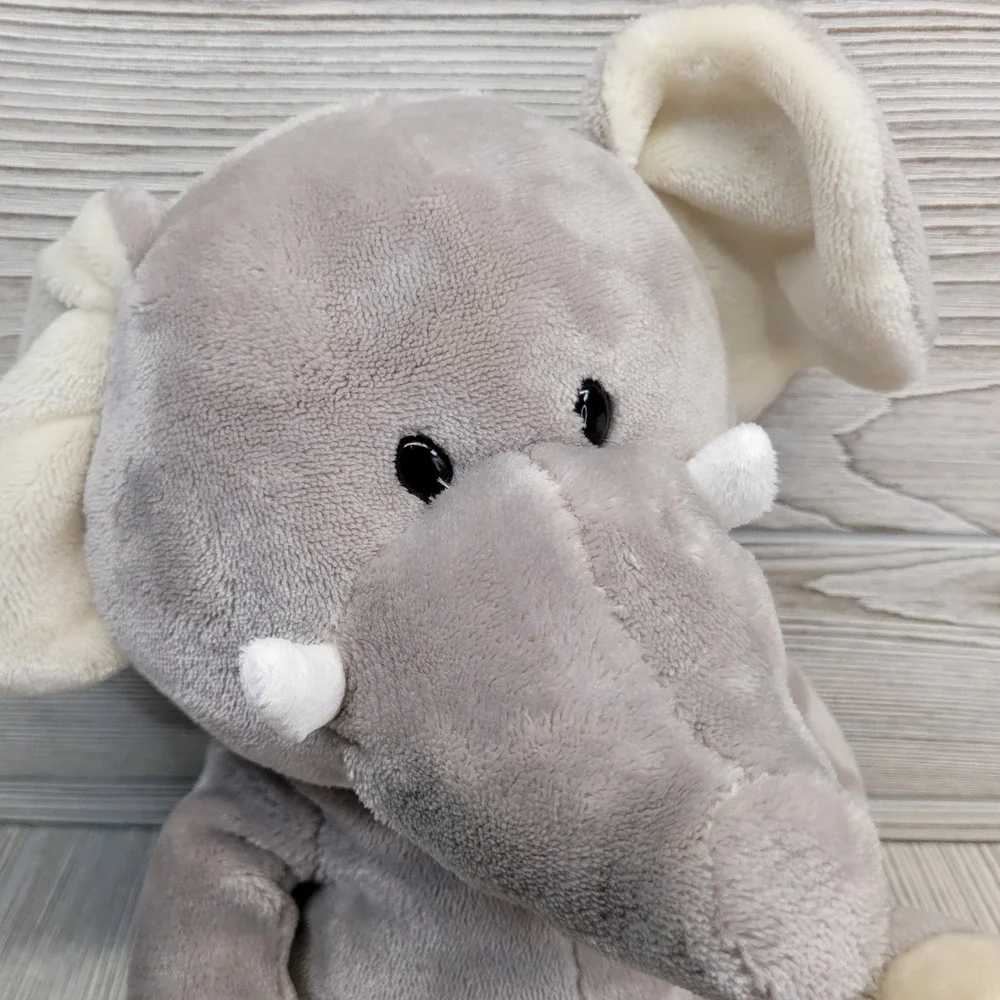 Animal Adventure Stuffed Elephant Plush Zoo Nursery Toy Gray White Red Feet 2017